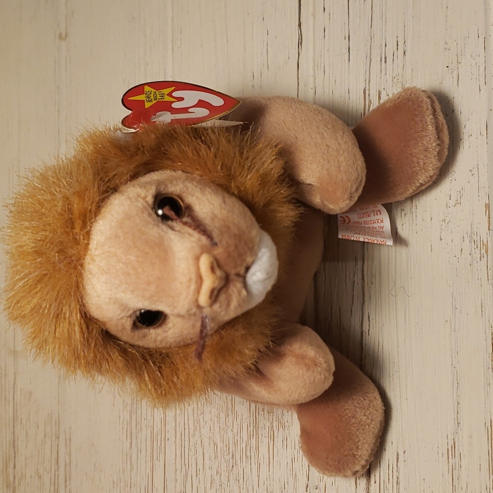 Ty Beanie Baby Roary the Lion Retired 1996 NWT PE Pellets Stuffed  Zoo Animal
